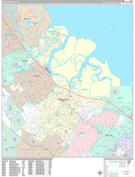 Redwood City Wall Map